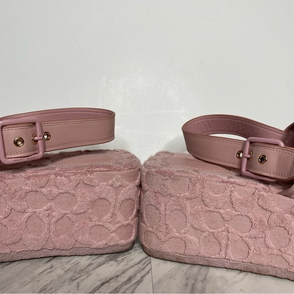 Coach Noelle Light Pink Signature Terry Platform Sandal 9B - Picture 8 of 16